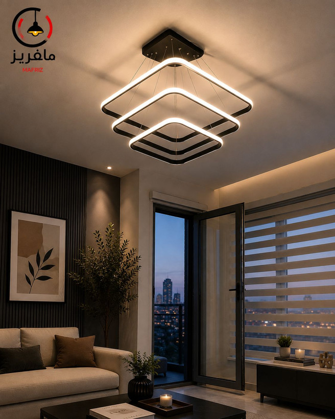 لوستر مافریز مدل مدرن مربع سه حلقه spb360
