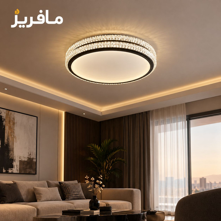 لوستر سقفی LED کریستالی برند مافریز مدل گرد قطر ۴۰ سانتیمتر کد CRSK140