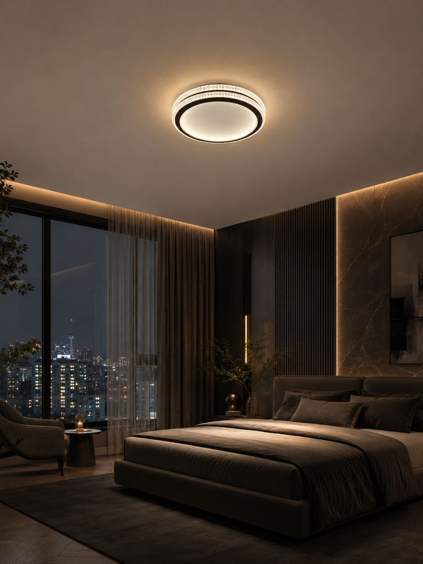 لوستر سقفی LED کریستالی برند مافریز مدل گرد قطر ۴۰ سانتیمتر کد CRSK140